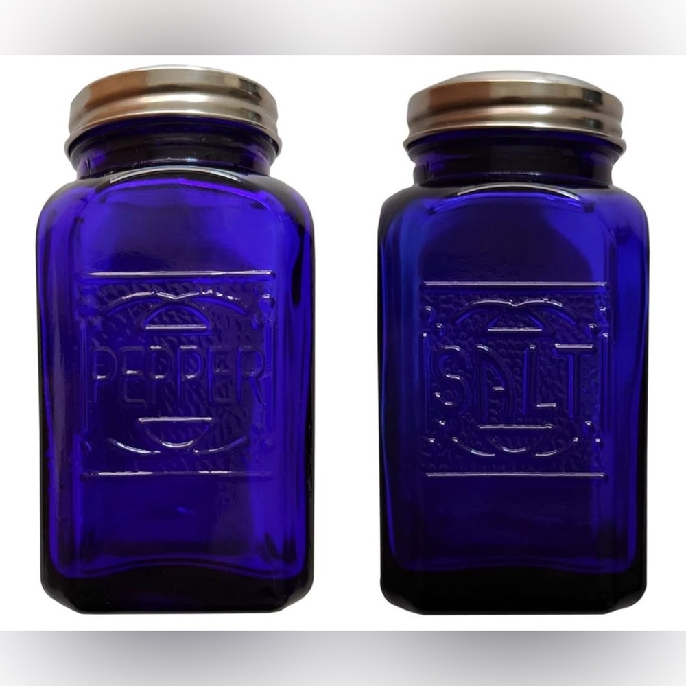 Blue‎ Glass Salt and Pepper Shakers